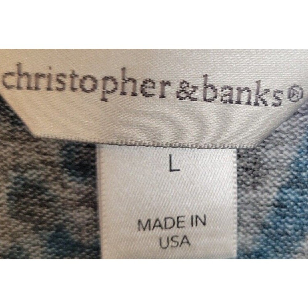 Christopher & Banks Top Animal Print Paisley Faux Wrap V-Neck Purple Teal Large - Picture 5 of 12
